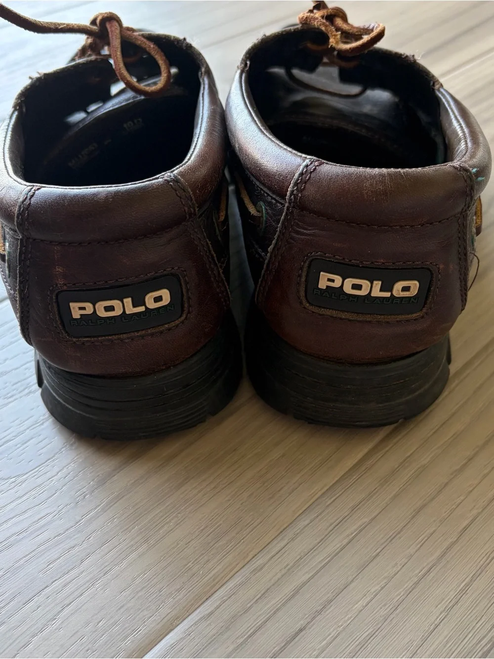 Vintage Polo Ralph Classic Brown Leather Boat Shoe with Rugged Sole